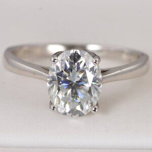 Certified 3.0ct Oval Cut Moissanite Engagement Ring sz 9